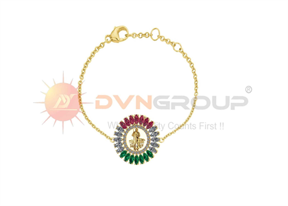 Gold Plated CZ Multi color Saint Jude Bracelet